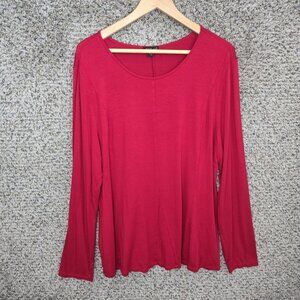 J Jill Top Womens XL Red Wearever Collection Scoop Neck‎ Stretch Long Sleeve Tee
